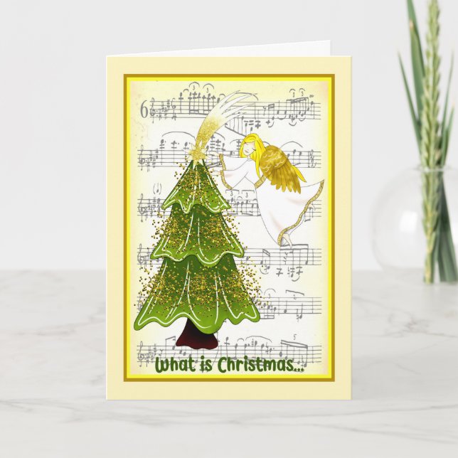 Christmas Card for Wife with Angel & Tree (Front)