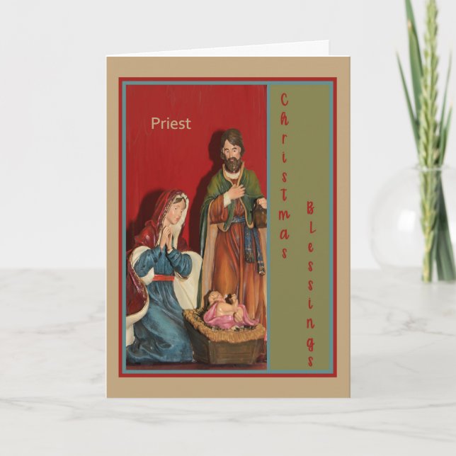 Christmas Card for Your Priest with Manger (Front)