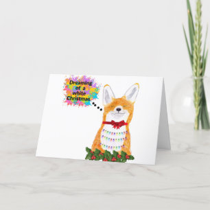 Christmas Card Fox dreaming of a white Christmas
