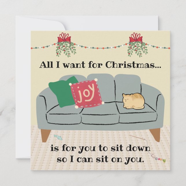 Christmas Card from Cat, Cut Orange Loaf Cat (Front)
