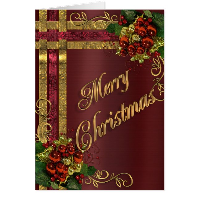Christmas card gold and red Victorian (Front)