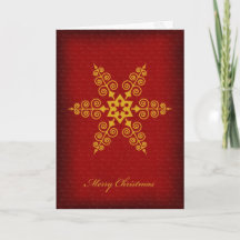 Christmas Card Golden yellow Snowflake