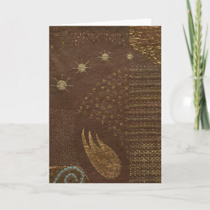 Christmas Card: "Goldwork" Original Fiber Art Holiday Card