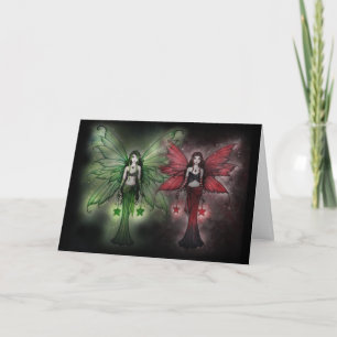 Christmas Card Green and Red Fairies
