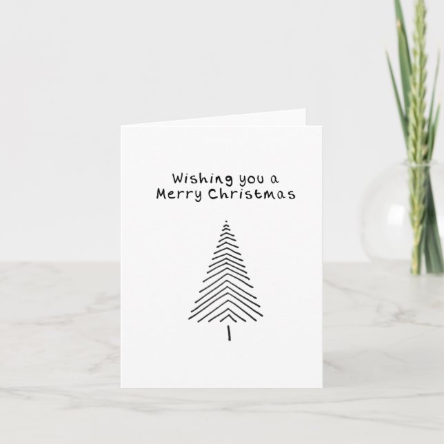 Christmas Card Hand Drawn Christmas Tree (Front)