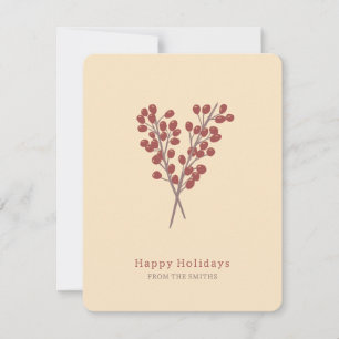 Christmas card illustration red berries vintage