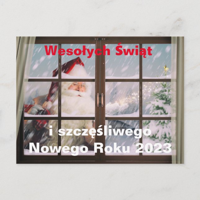Christmas Card in Polish Wesołych Świąt New Year (Front)