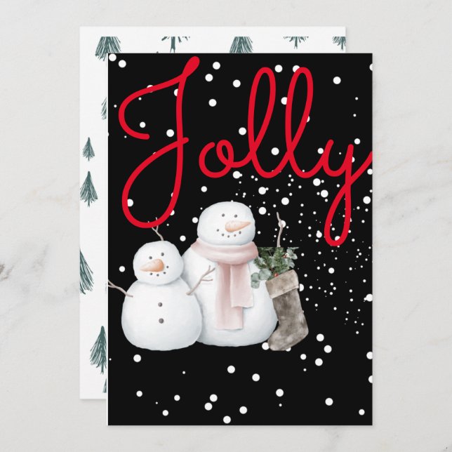 Christmas card , jolly snowmen . (Front/Back)