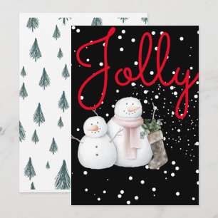 Christmas card , jolly snowmen .