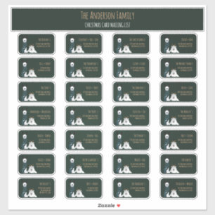 Christmas Card Mailing List Label Set Llama Sheep