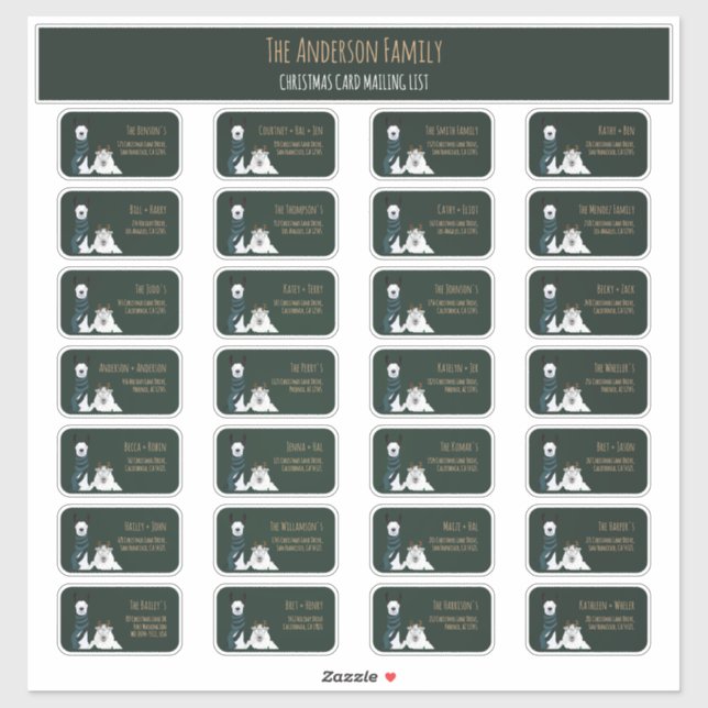 Christmas Card Mailing List Label Set Llama Sheep  (Sheet)