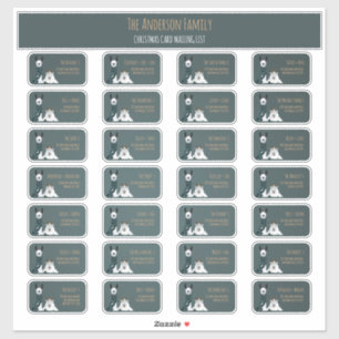 Christmas Card Mailing List Label Set Llama Sheep 