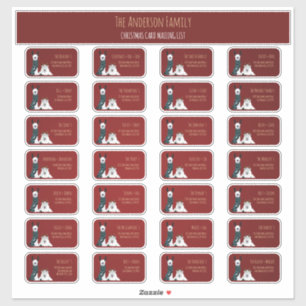 Christmas Card Mailing List Label Set Llama Sheep
