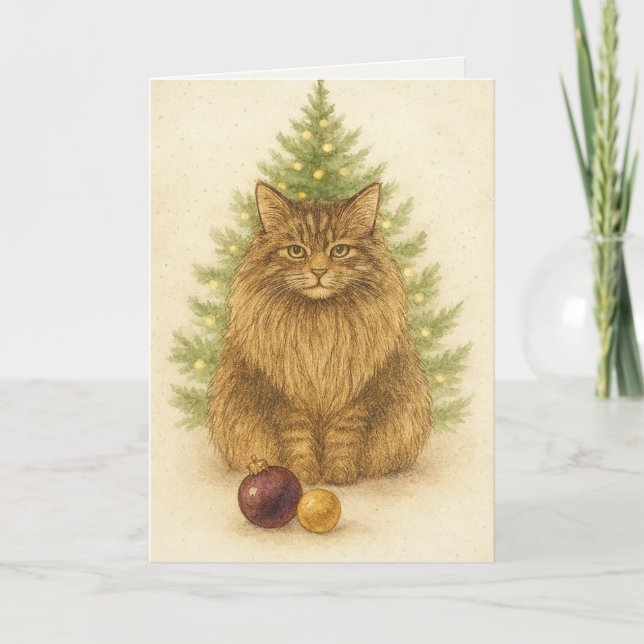 Christmas Card – Maine Coon Cat (Front)