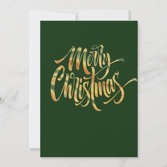 Christmas Card  - Merry Christmas - gold and Green (Front)