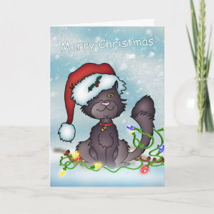 Christmas Card - Merry Christmas Grey Cat