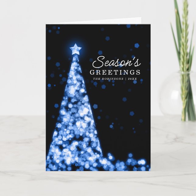 Christmas Card | Modern Xmas Tree Blue  (Front)