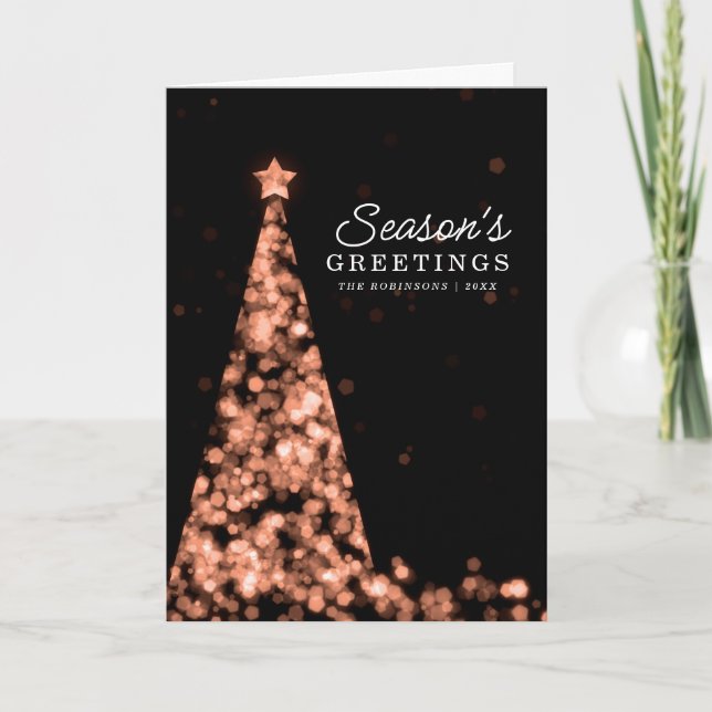 Christmas Card | Modern Xmas Tree Rose Gold (Front)