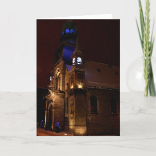 Christmas card - Montreal church at night