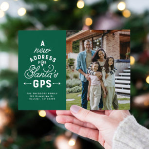 Christmas card moving announcement with 4 photos
