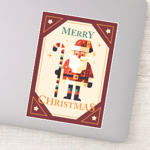 Christmas Card of Santa Claus With Candy Cane