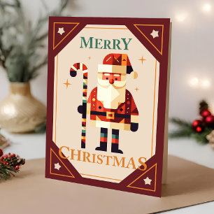 Christmas Card of Santa Claus With Candy Cane