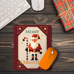Christmas Card of Santa Claus With Candy Cane Mouse Mat