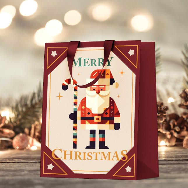 Christmas Card of Santa Claus With Candy Cane Small Gift Bag (Creator Uploaded)