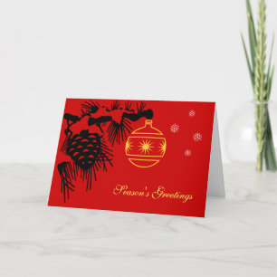 Christmas Card-Ornament on Pine Branch Holiday Card