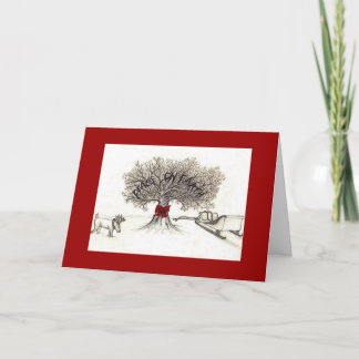 Christmas Card, Peace on Earth tree. Holiday Card