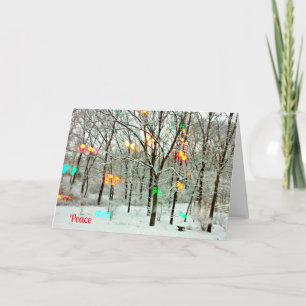 Christmas Card Peace With Christmas Lights