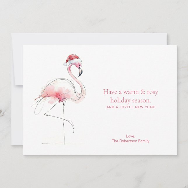CHRISTMAS CARD Pink Flamingo Florida Holiday Card (Front)