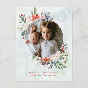 Christmas card postcard Delicate floral wreath