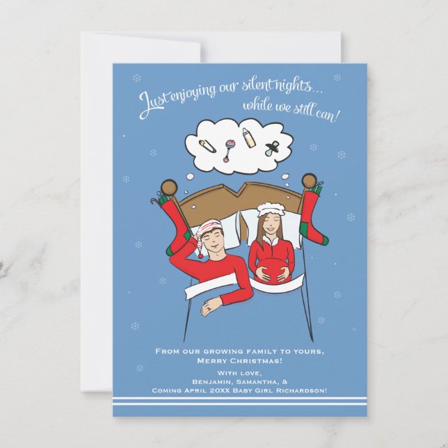 Christmas Card Pregnancy Card- Brunette 4x6 (Front)