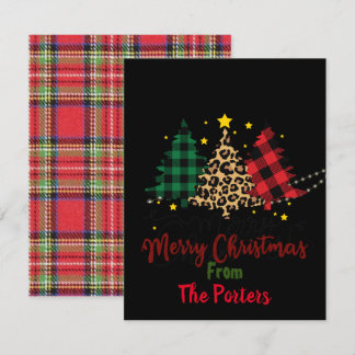 Christmas card, quirky, animal print, black red,  card