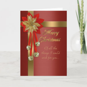 Christmas card red and gold bells