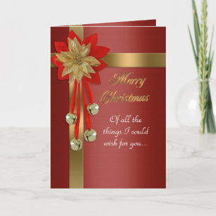 Christmas card red and gold bells