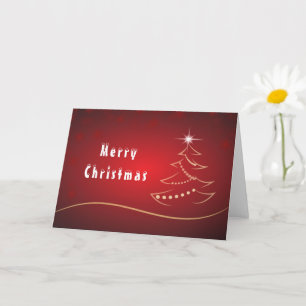 Christmas Card Red Gold Christmas Tree Star