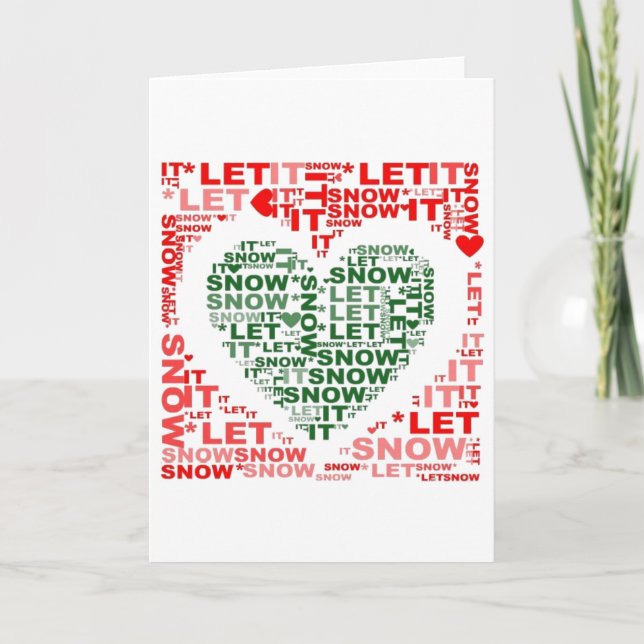 Christmas Card - Red Green Let It Snow Heart (Front)