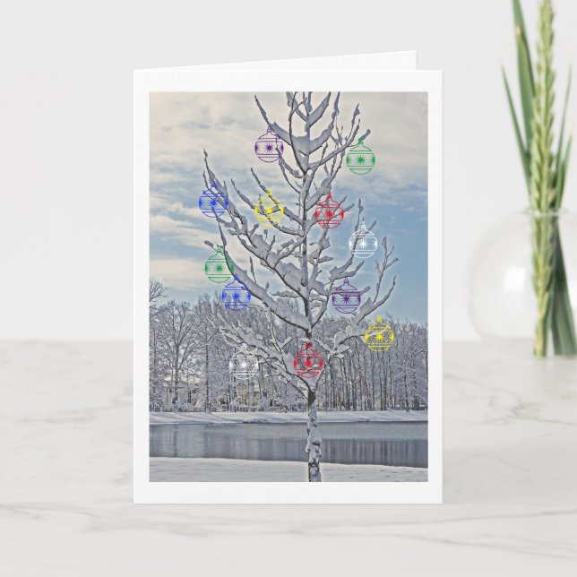 CHRISTMAS CARD/ROMANTIC/SNOW-COVERED TREE IN PARK HOLIDAY CARD (Front)