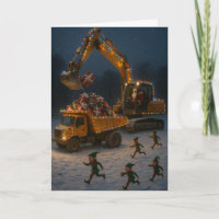 Christmas card Santa, Christmas Elves, digger, 
