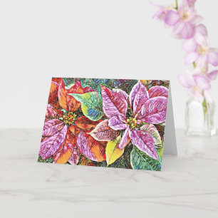 Christmas Card - SG Red/Pink Poinsettias.