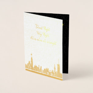 Christmas card Silent Night Carol Holiday foil