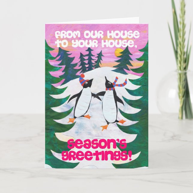 Christmas Card - Skating Penguins (Front)