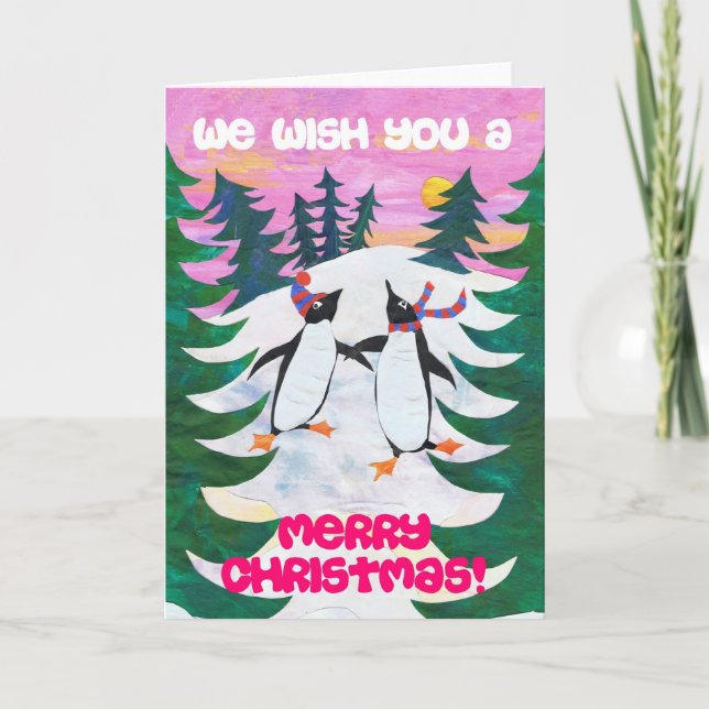 Christmas Card - Skating Penguins (Front)