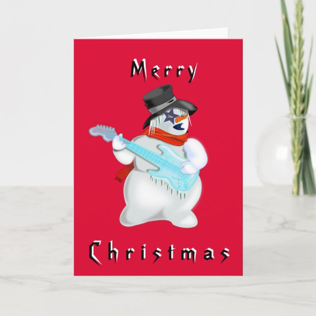 Christmas Card Snowman with Guitar Musical (Front)