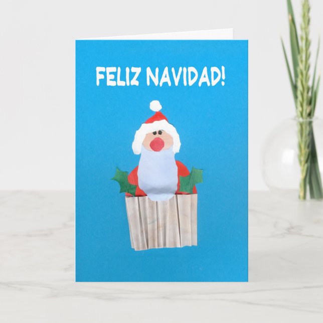 Christmas Card, Spanish, Cupcake with Santa Holiday Card (Front)