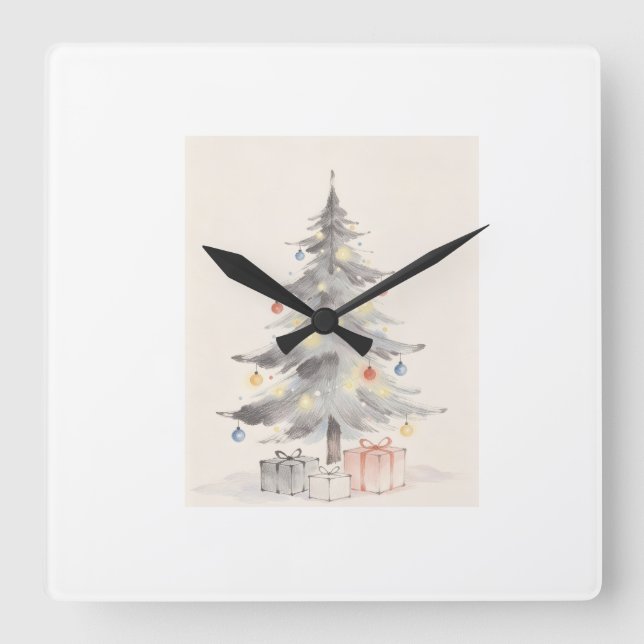 Christmas Card Square Wall Clock (Front)