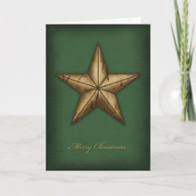 Christmas Card Star On Green