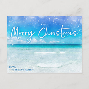CHRISTMAS CARD Tropical Teal Blue Florida Beach